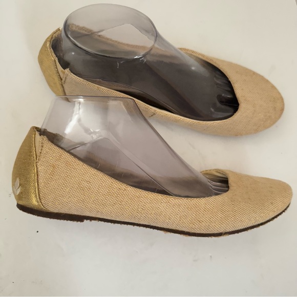 Reef Tropic Ballet Flats Womens Gold Tan Tweed Linen Slip On Almond Toe Size 9 - Picture 5 of 10